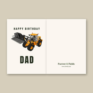 Furrow & Fields Greeting Card Happy Birthday Dad JCB 435 S Farm Master | Greeting Card Quality Farmers Merch