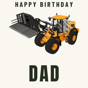 Furrow & Fields Greeting Card Happy Birthday Dad JCB 435 S Farm Master | Greeting Card Quality Farmers Merch