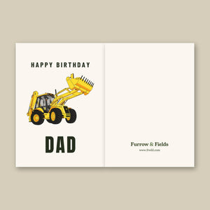 Furrow & Fields Greeting Card Happy Birthday Dad JCB 4CX Project 8 | Greeting Card Quality Farmers Merch