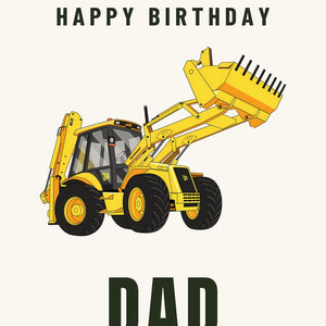Furrow & Fields Greeting Card Happy Birthday Dad JCB 4CX Project 8 | Greeting Card Quality Farmers Merch