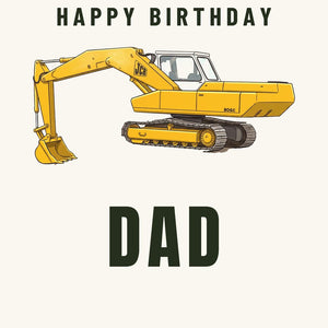 Furrow & Fields Greeting Card Happy Birthday Dad JCB 806 Cartoon | Greeting Card Quality Farmers Merch