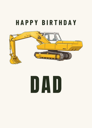 Furrow & Fields Greeting Card Happy Birthday Dad JCB 806 Cartoon | Greeting Card Quality Farmers Merch