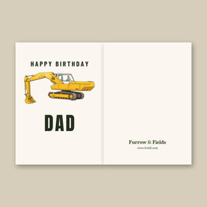 Furrow & Fields Greeting Card Happy Birthday Dad JCB 806 Cartoon | Greeting Card Quality Farmers Merch