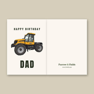 Furrow & Fields Greeting Card Happy Birthday Dad JCB Fastrac 3190 Cartoon | Greeting Card Quality Farmers Merch