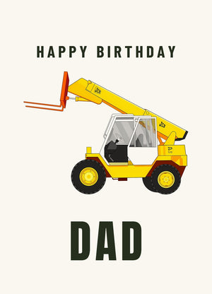 Furrow & Fields Greeting Card Happy Birthday Dad JCB Loadall 520 | Greeting Card Quality Farmers Merch