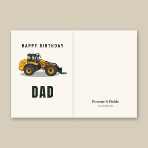 Furrow & Fields Greeting Card Happy Birthday Dad JCB TM420 | Greeting Card Quality Farmers Merch