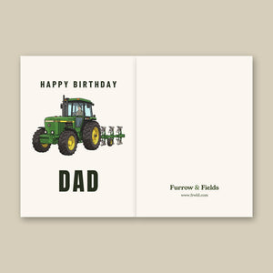 Furrow & Fields Greeting Card Happy Birthday Dad John Deere 4350 Cartoon | Greeting Card Quality Farmers Merch