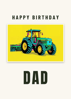 Furrow & Fields Greeting Card Happy Birthday Dad John Deere 4955 Pop Art | Greeting Card Quality Farmers Merch