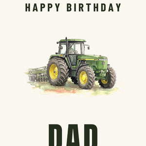 Furrow & Fields Greeting Card Happy Birthday Dad John Deere 4955 Watercolour | Greeting Card Quality Farmers Merch
