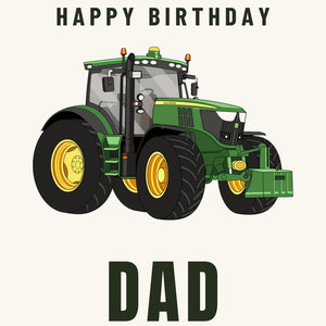 Furrow & Fields Greeting Card Happy Birthday Dad John Deere 6125 R | Greeting Card Quality Farmers Merch