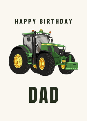 Furrow & Fields Greeting Card Happy Birthday Dad John Deere 6125 R | Greeting Card Quality Farmers Merch