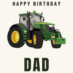 Furrow & Fields Greeting Card Happy Birthday Dad John Deere 6210 R | Greeting Card Quality Farmers Merch