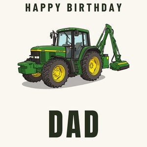 Furrow & Fields Greeting Card Happy Birthday Dad John Deere 6910 with Hedge Cutter | Greeting Card Quality Farmers Merch