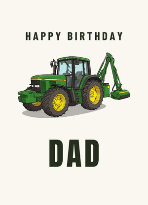 Furrow & Fields Greeting Card Happy Birthday Dad John Deere 6910 with Hedge Cutter | Greeting Card Quality Farmers Merch