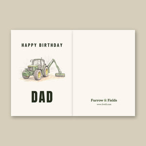 Furrow & Fields Greeting Card Happy Birthday Dad John Deere 6910 with Hedge Cutter Pencil Sketch | Greeting Card Quality Farmers Merch