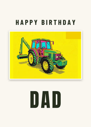 Furrow & Fields Greeting Card Happy Birthday Dad John Deere 6910 with Hedge Cutter Pop Art | Greeting Card Quality Farmers Merch