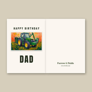 Furrow & Fields Greeting Card Happy Birthday Dad John Deere 6910 with Hedge Cutter Splash Art | Greeting Card Quality Farmers Merch