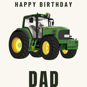 Furrow & Fields Greeting Card Happy Birthday Dad John Deere 6930 Premium | Greeting Card Quality Farmers Merch