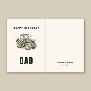 Furrow & Fields Greeting Card Happy Birthday Dad John Deere 6R 250 Pencil Sketch | Greeting Card Quality Farmers Merch