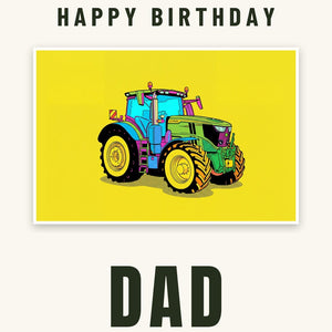 Furrow & Fields Greeting Card Happy Birthday Dad John Deere 6R 250 Pop Art | Greeting Card Quality Farmers Merch