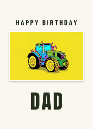 Furrow & Fields Greeting Card Happy Birthday Dad John Deere 6R 250 Pop Art | Greeting Card Quality Farmers Merch