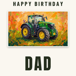 Furrow & Fields Greeting Card Happy Birthday Dad John Deere 6R 250 Splash Art | Greeting Card Quality Farmers Merch