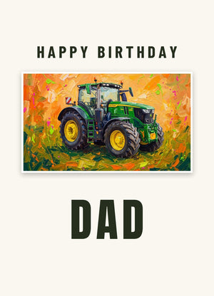 Furrow & Fields Greeting Card Happy Birthday Dad John Deere 6R 250 Splash Art | Greeting Card Quality Farmers Merch