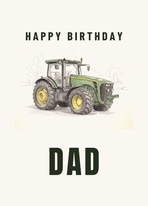 Furrow & Fields Greeting Card Happy Birthday Dad John Deere 8345R Pencil Sketch | Greeting Card Quality Farmers Merch
