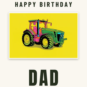 Furrow & Fields Greeting Card Happy Birthday Dad John Deere 8345R Pop Art | Greeting Card Quality Farmers Merch