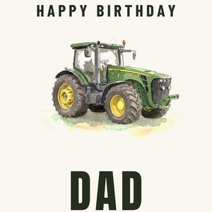 Furrow & Fields Greeting Card Happy Birthday Dad John Deere 8345R Watercolour | Greeting Card Quality Farmers Merch