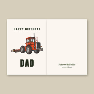 Furrow & Fields Greeting Card Happy Birthday Dad Massey Ferguson 1200 Cartoon | Greeting Card Quality Farmers Merch