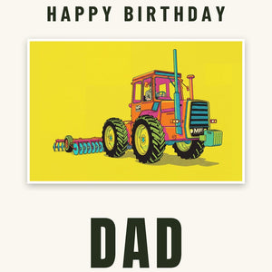 Furrow & Fields Greeting Card Happy Birthday Dad Massey Ferguson 1200 Pop Art | Greeting Card Quality Farmers Merch