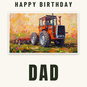 Furrow & Fields Greeting Card Happy Birthday Dad Massey Ferguson 1200 Splash Art | Greeting Card Quality Farmers Merch
