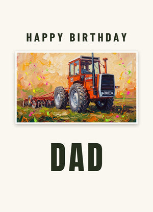 Furrow & Fields Greeting Card Happy Birthday Dad Massey Ferguson 1200 Splash Art | Greeting Card Quality Farmers Merch