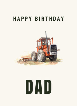 Furrow & Fields Greeting Card Happy Birthday Dad Massey Ferguson 1200 Watercolour | Greeting Card Quality Farmers Merch