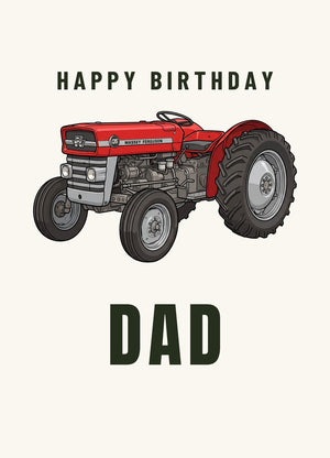 Furrow & Fields Greeting Card Happy Birthday Dad Massey Ferguson 135 Cartoon | Greeting Card Quality Farmers Merch