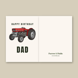 Furrow & Fields Greeting Card Happy Birthday Dad Massey Ferguson 135 Cartoon | Greeting Card Quality Farmers Merch