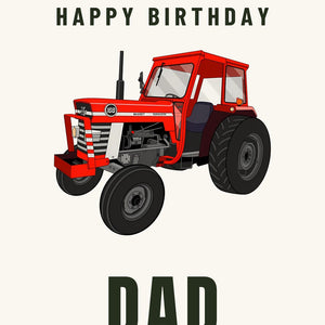 Furrow & Fields Greeting Card Happy Birthday Dad Massey Ferguson 168 | Greeting Card Quality Farmers Merch