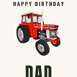 Furrow & Fields Greeting Card Happy Birthday Dad Massey Ferguson 185 | Greeting Card Quality Farmers Merch
