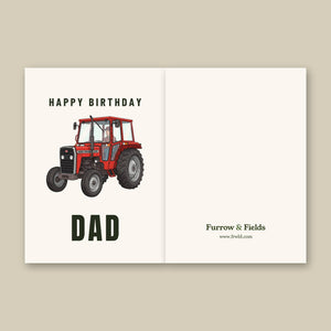 Furrow & Fields Greeting Card Happy Birthday Dad Massey Ferguson 240 Cartoon | Greeting Card Quality Farmers Merch