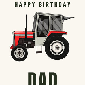 Furrow & Fields Greeting Card Happy Birthday Dad Massey Ferguson 240 | Greeting Card Quality Farmers Merch