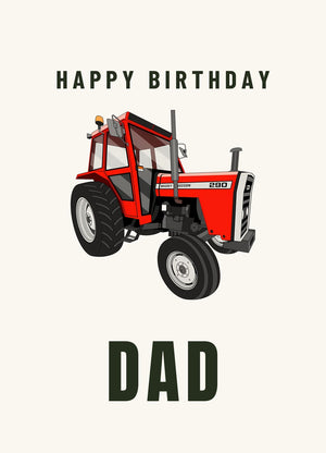 Furrow & Fields Greeting Card Happy Birthday Dad Massey Ferguson 290 | Greeting Card Quality Farmers Merch