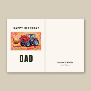 Furrow & Fields Greeting Card Happy Birthday Dad Massey Ferguson 3070 Autotronic Splash Art | Greeting Card Quality Farmers Merch