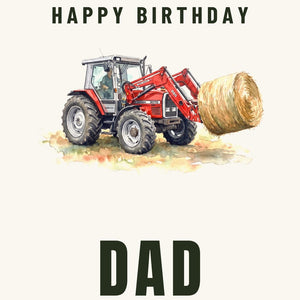 Furrow & Fields Greeting Card Happy Birthday Dad Massey Ferguson 3070 Autotronic Watercolour | Greeting Card Quality Farmers Merch