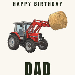 Furrow & Fields Greeting Card Happy Birthday Dad Massey Ferguson 3070 Cartoon | Greeting Card Quality Farmers Merch