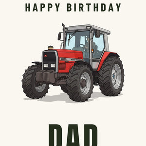 Furrow & Fields Greeting Card Happy Birthday Dad Massey Ferguson 3075 | Greeting Card Quality Farmers Merch