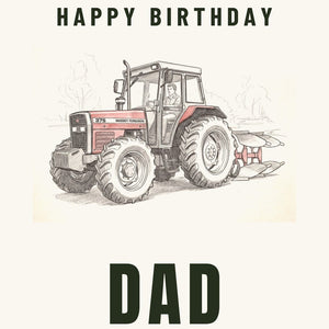 Furrow & Fields Greeting Card Happy Birthday Dad Massey Ferguson 375 Pencil Sketch | Greeting Card Quality Farmers Merch