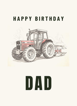 Furrow & Fields Greeting Card Happy Birthday Dad Massey Ferguson 375 Pencil Sketch | Greeting Card Quality Farmers Merch