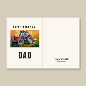 Furrow & Fields Greeting Card Happy Birthday Dad Massey Ferguson 375 Splash Art | Greeting Card Quality Farmers Merch