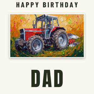 Furrow & Fields Greeting Card Happy Birthday Dad Massey Ferguson 375 Splash Art | Greeting Card Quality Farmers Merch